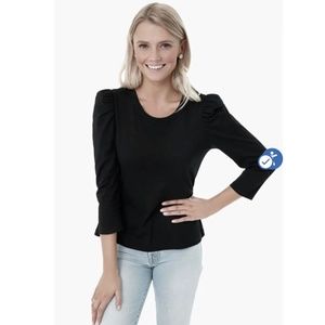 Tuckernuck Pomander Place Vesty Long Sleeve Crewneck Black Blouse